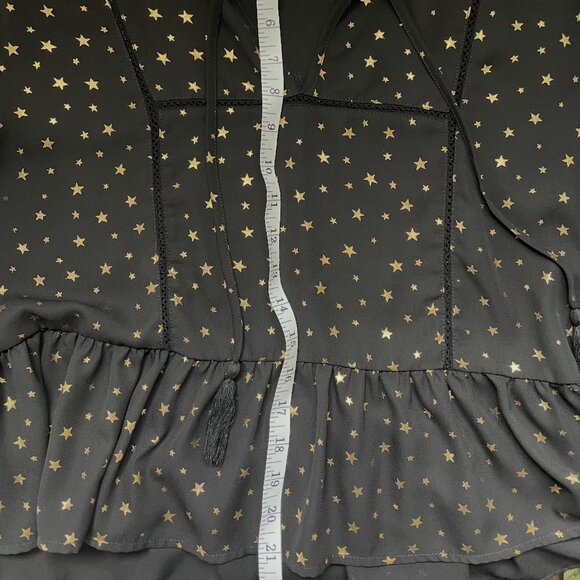Black & Gold Star Celestial Peplum Top Size L - Picture 6 of 6